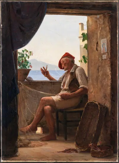 En fisker på en loggia