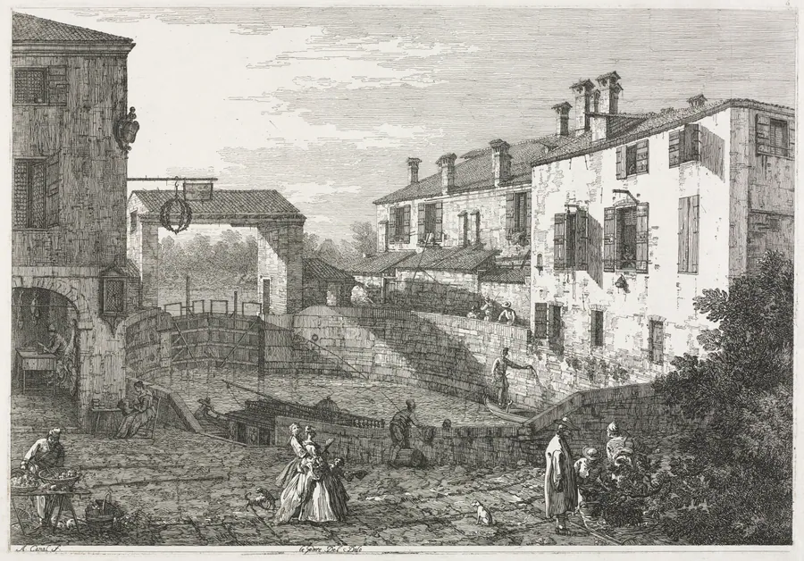 Views:  The Canal Lock at Dolo by Antonio Canaletto