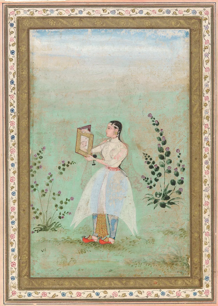 Lady with a Portrait of Jahangir by Unidentified