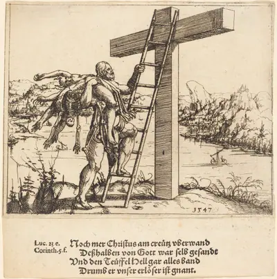 Christ Ascending the Cross with Sin, Death, and the Devil