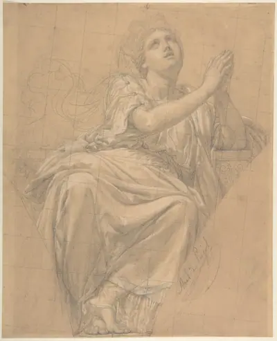 Allegorical Figure of the City of Piacenza, for a Pendentive in the Chapel of Saint-Roch, Church of Saint-Sulpice, Paris (recto); Studies for the Same Figure (verso)