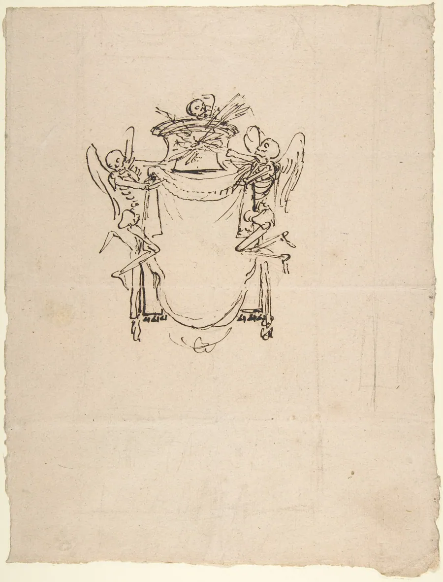 Sketches for a Wall Tomb with Skeletons by Gian Lorenzo Bernini