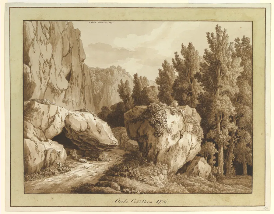 A Rocky Landscape at Civita Castellana by Jacob Philipp Hackert