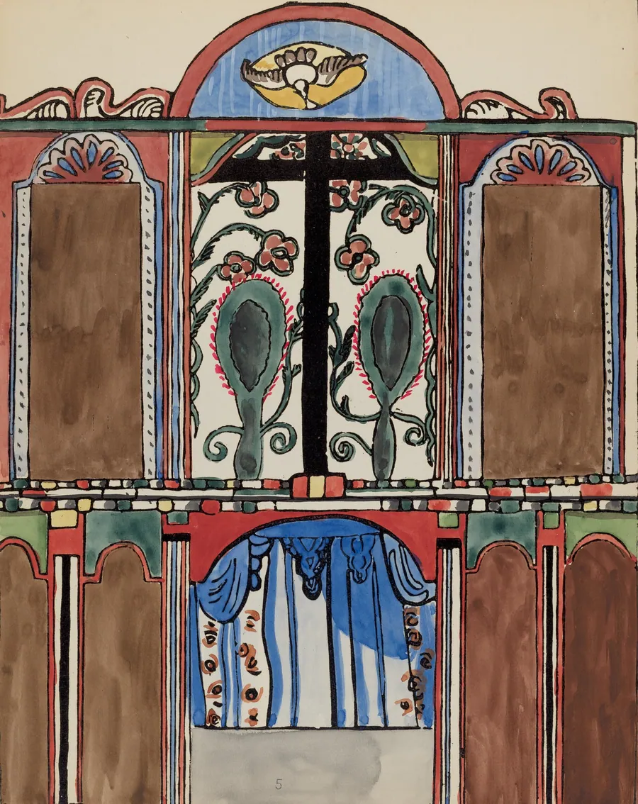 Plate 5: Main Altarpiece, Santa Cruz: From Portfolio "Spanish Colonial Designs of New Mexico" by American 20th Century