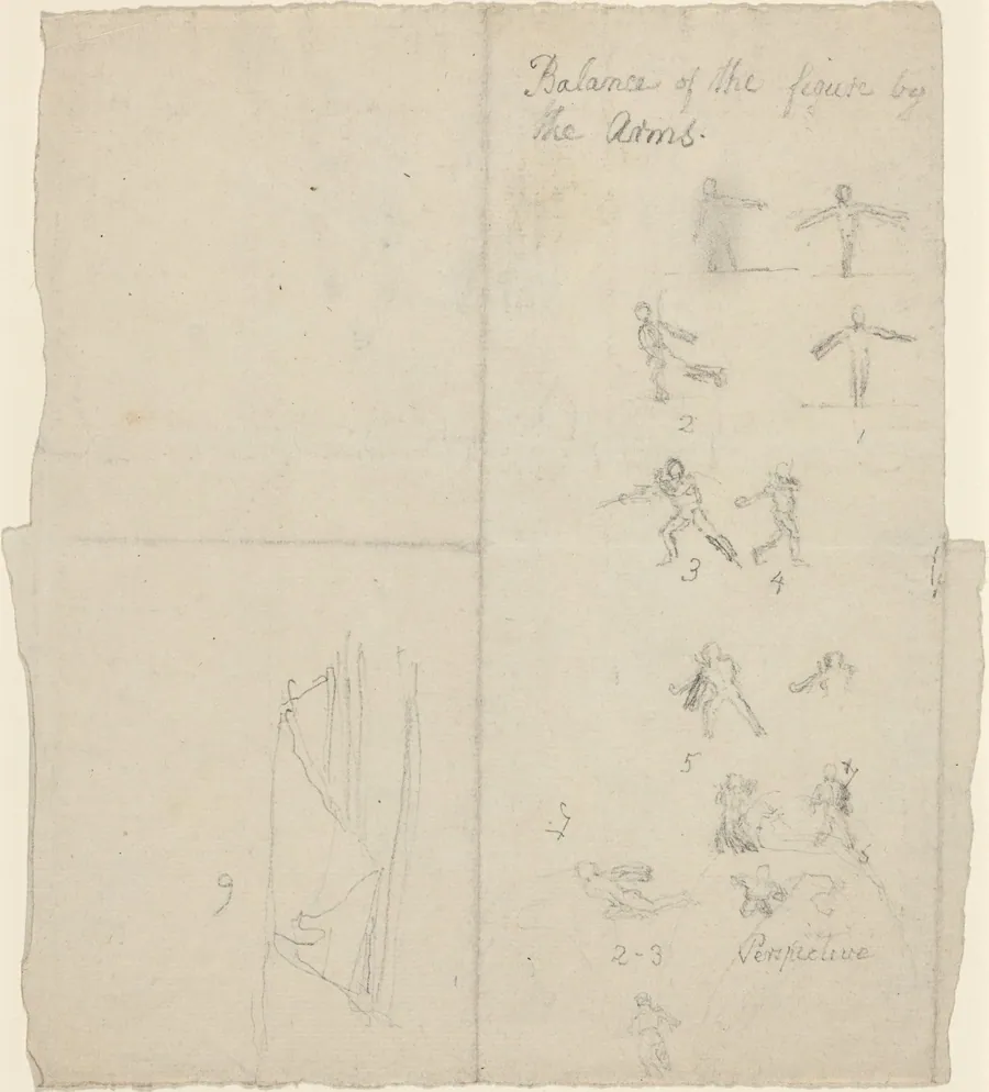 Figures Illustrating Balance and Perspective [recto] by John Flaxman