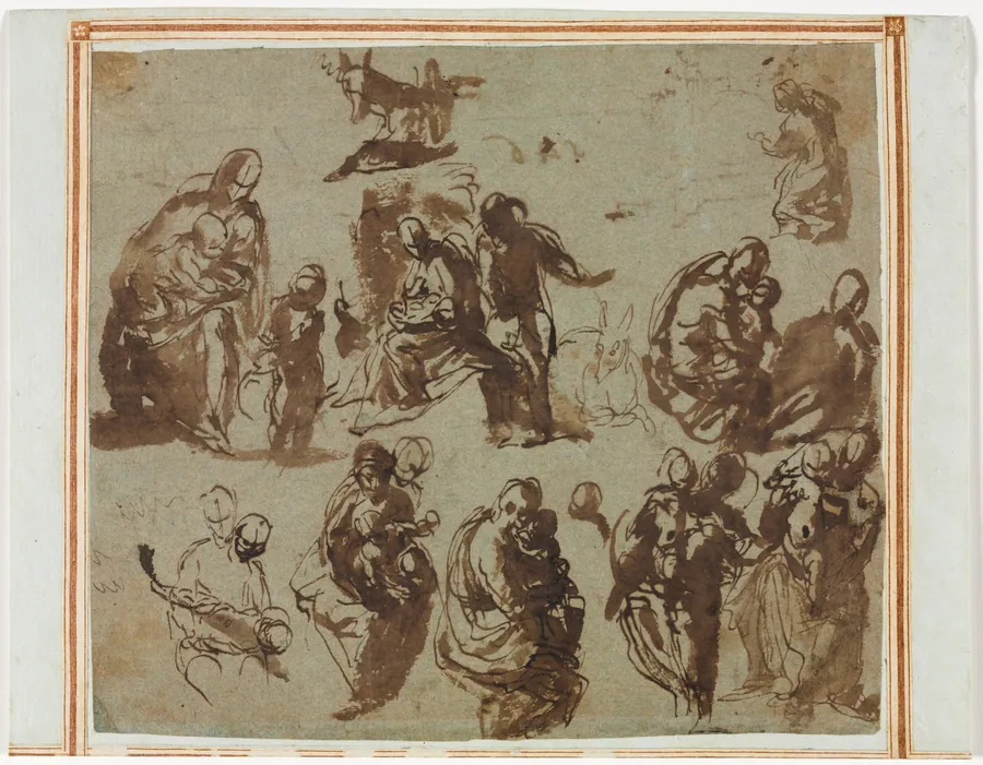 Various Sketches of the Madonna and Child (recto) by Paolo Veronese