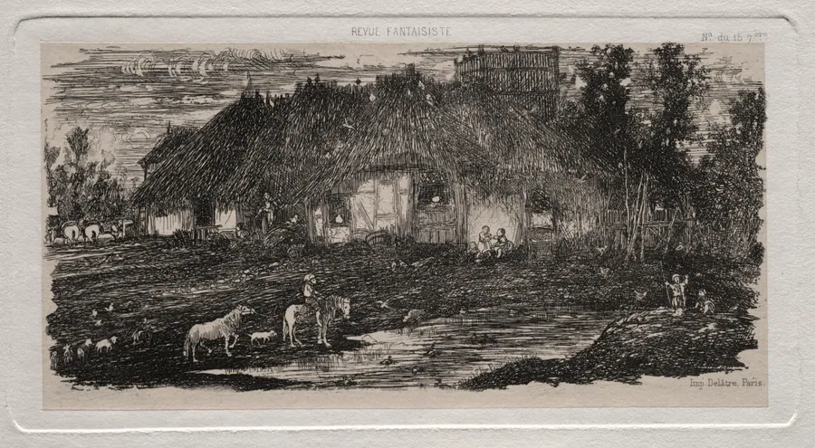The Farm-Yard by Rodolphe Bresdin