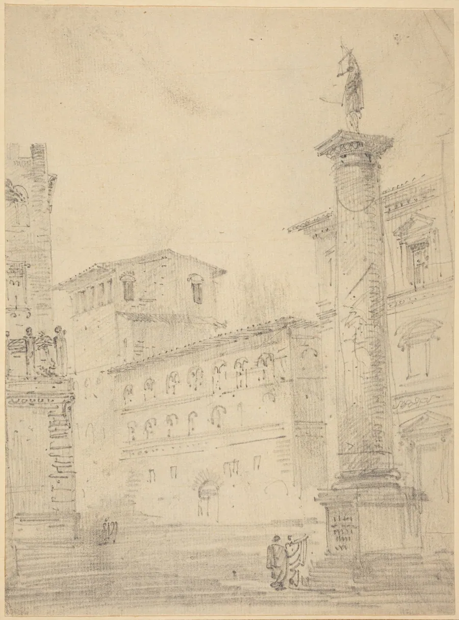 Figures on a Roman Piazza by Robert Smith