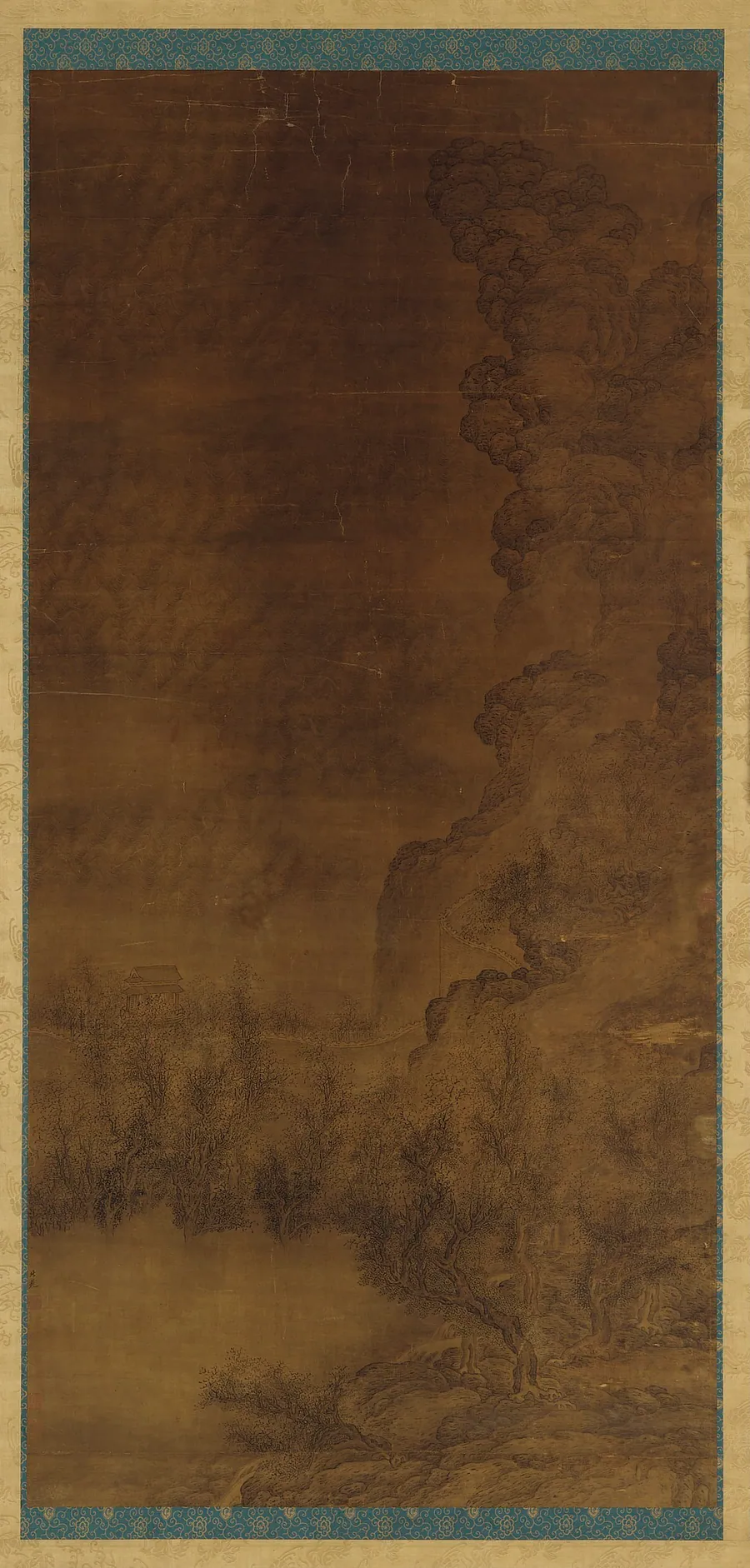 Landscape: perpendicular cliffs and rough water by Formerly attributed to Dong Yuan (傳)董源 (died 962)