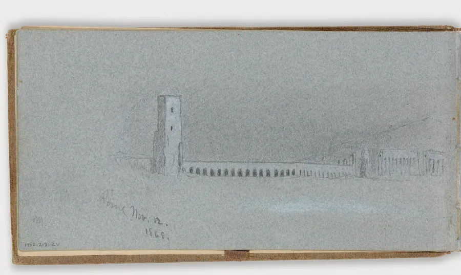 Roman Campagna, Nov. 12, 1868 (verso, from sketchbook) by Jervis McEntee