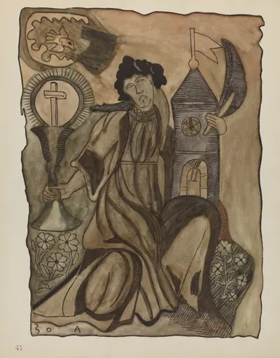 Plate 41: Saint Barbara: From Portfolio "Spanish Colonial Designs of New Mexico"