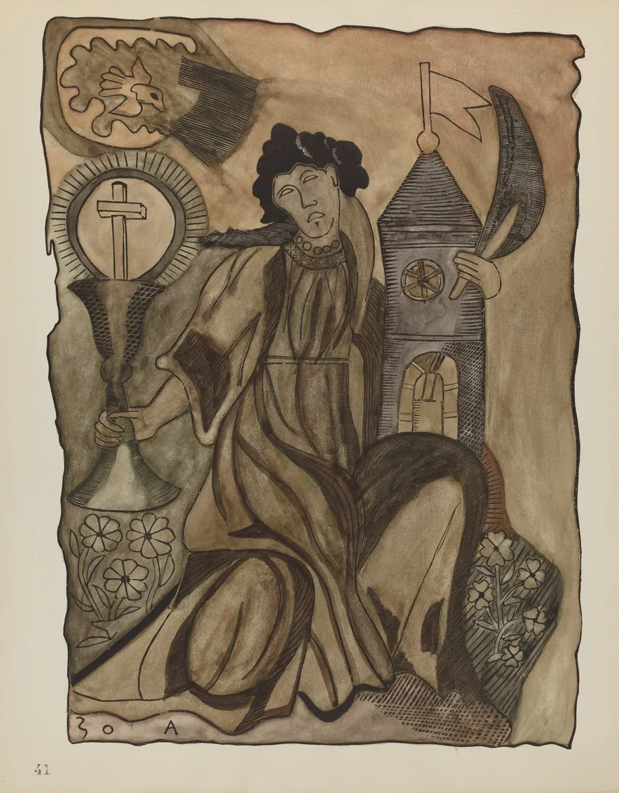 Plate 41: Saint Barbara: From Portfolio "Spanish Colonial Designs of New Mexico" by American 20th Century