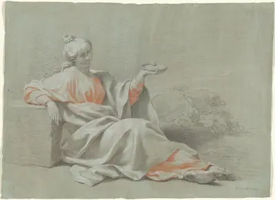 Young Woman with a Bowl, Seated Outdoors