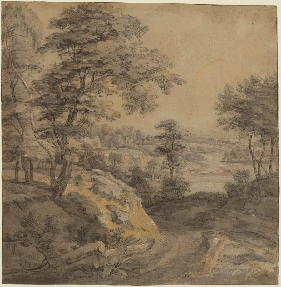 Wooded Landscape with a Road by Lodewijk de Vadder