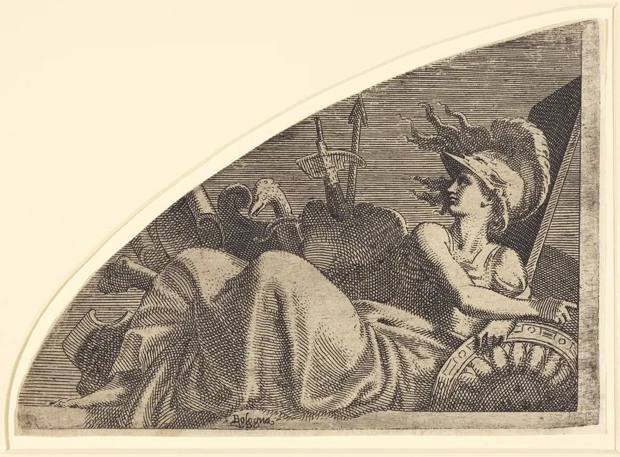 Bellona Seated on Her Trophies by Léon Davent