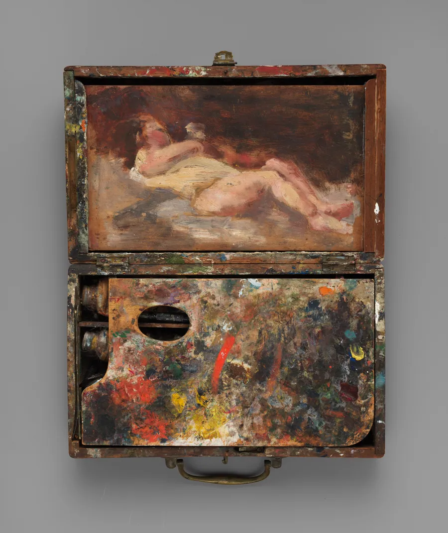 Paint box with nude study by Helena de Kay
