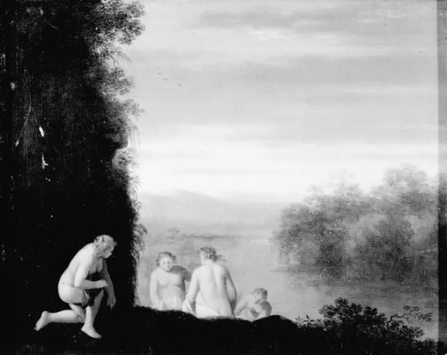 Nymfer i badet by Toussaint Gelton
