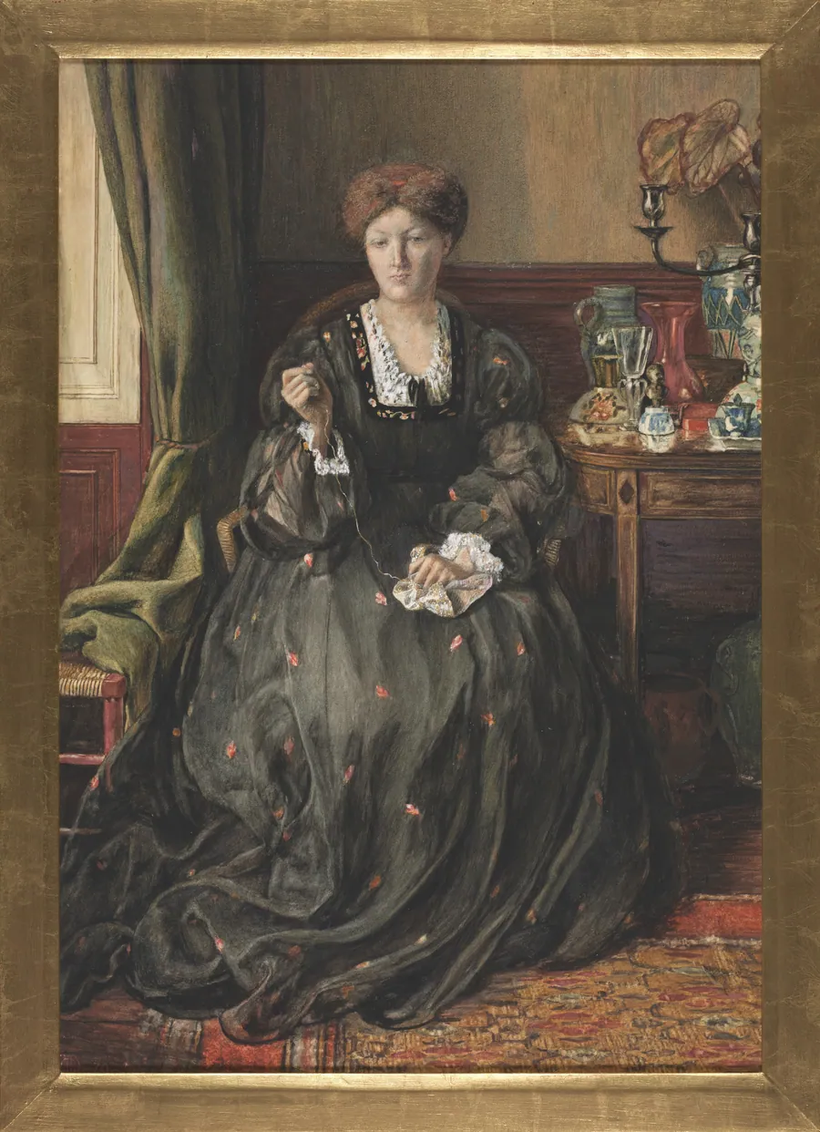 Thinking, Portrait of Emma Madox Brown by Catherine Madox Brown