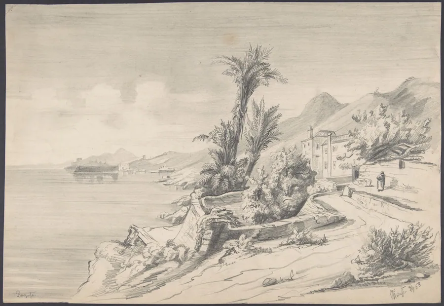 Mediterranean landscape (recto); Mountains (verso) by Alexandre Calame