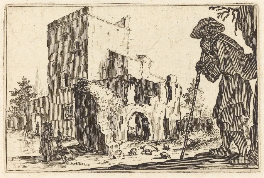 Shepherd and Ruins by Jacques Callot