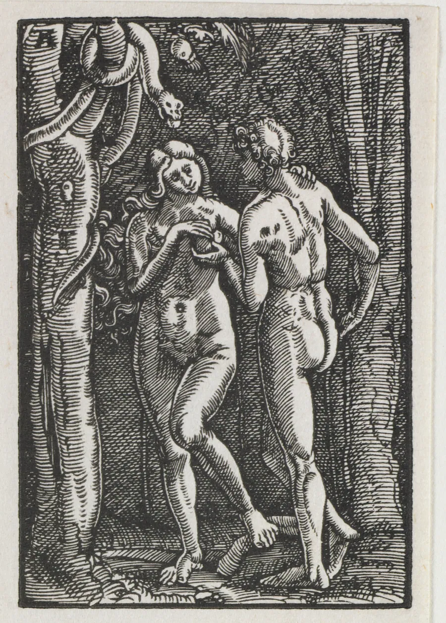 The Fall and Redemption of Man:  Adam and Eve Eating the Forbidden Fruit by Albrecht Altdorfer