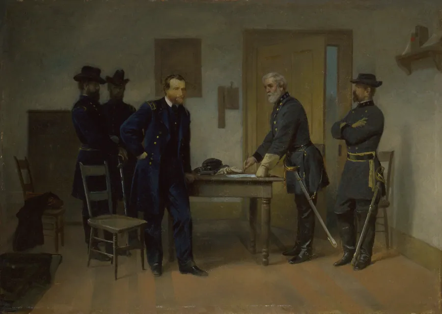 Lee Surrendering to Grant at Appomattox by Alonzo Chappel, born New York City 1828-died Middle Island, NY 1887