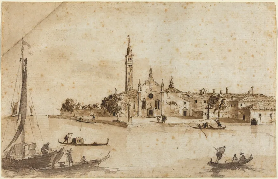 The Island of Madonna della Grazia by Francesco Guardi