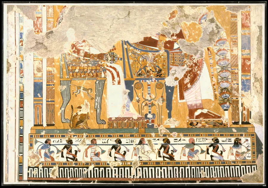 Amenhotep III and Queen Tiye Enthroned Beneath a Kiosk, Tomb of Anen by Nina de Garis Davies