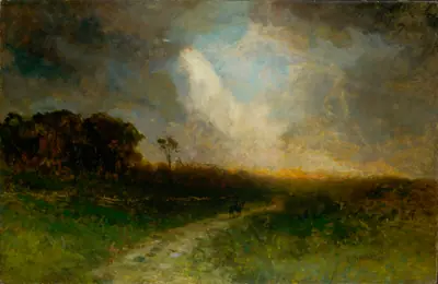 Untitled (landscape, man on horse)