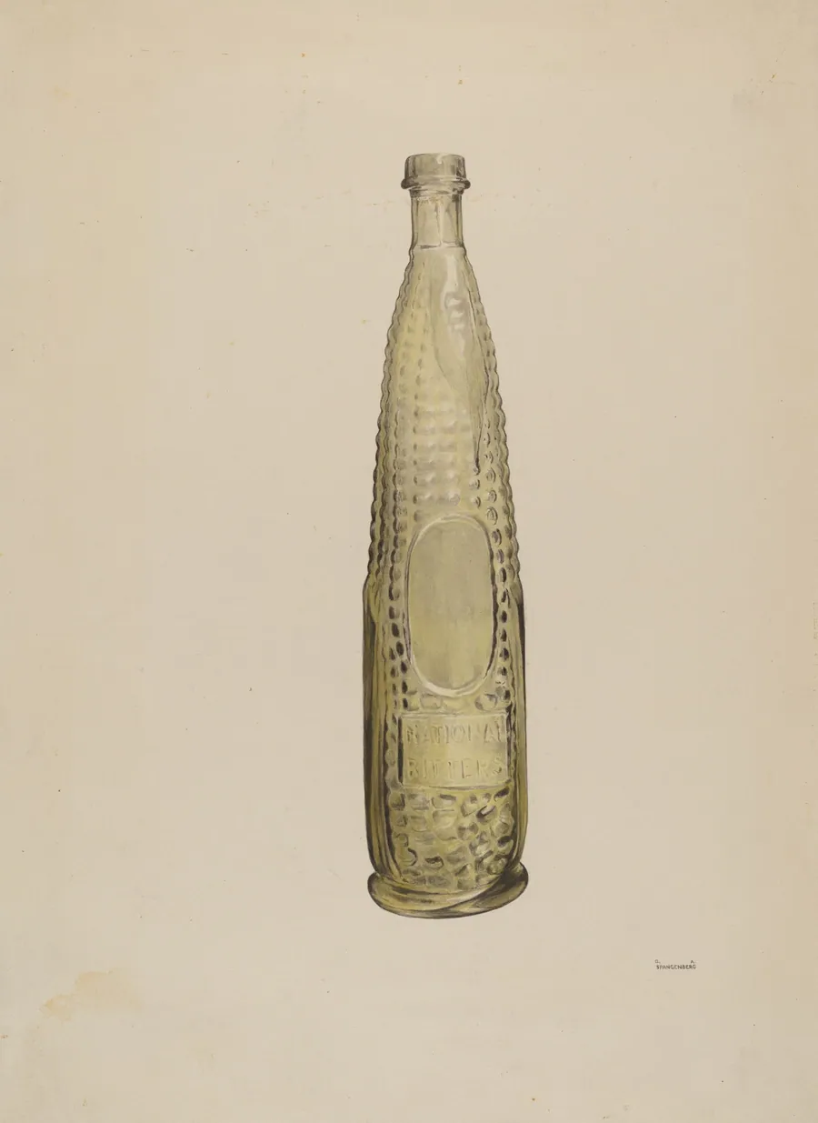 Glass Bitters Bottle by G.A. Spangenberg