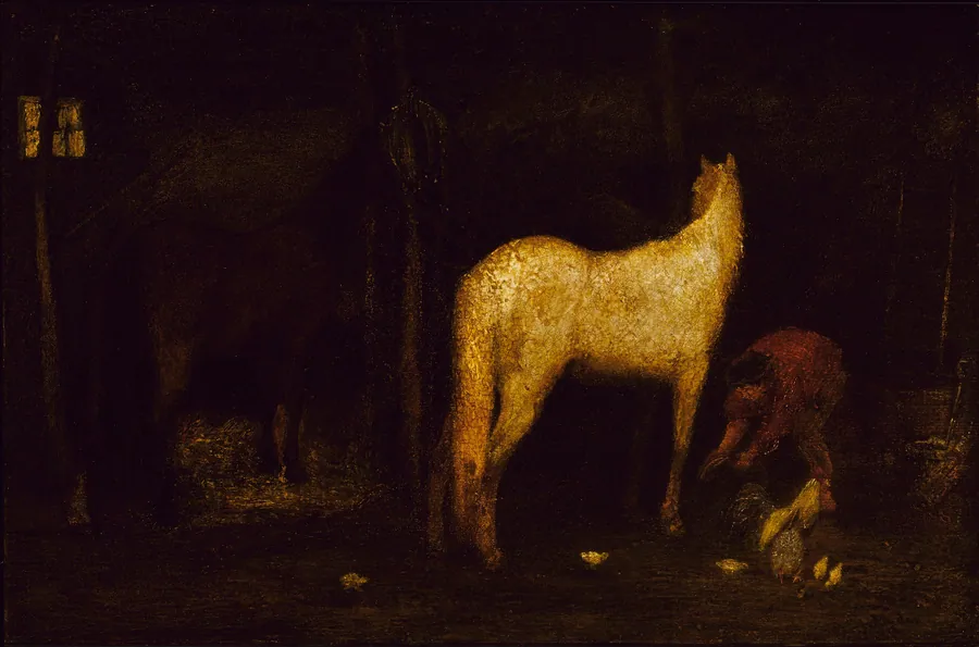 In the Stable by Albert Pinkham Ryder, born New Bedford, MA 1847-died New York City 1917