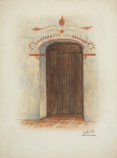 Restoration Drawing Wall Painting and Door, Facade Mission House