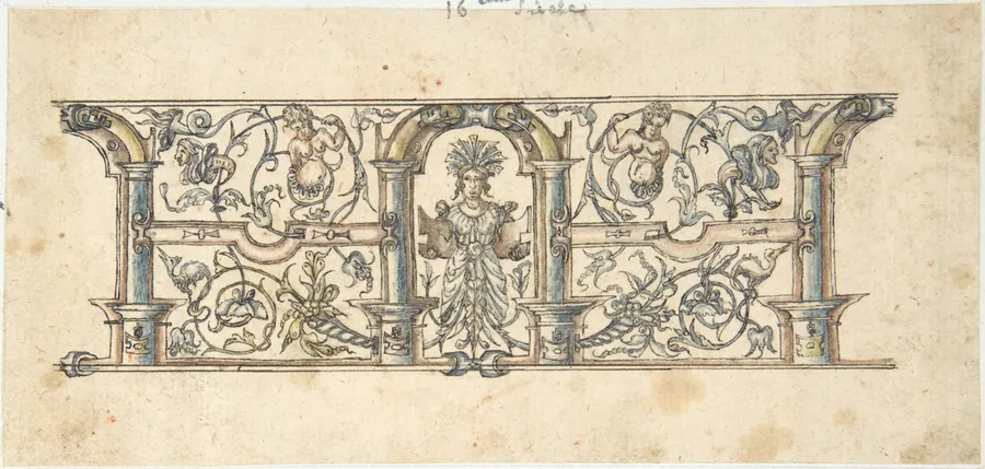 Ornamental design with Grotesques by Anonymous, German, 19th century