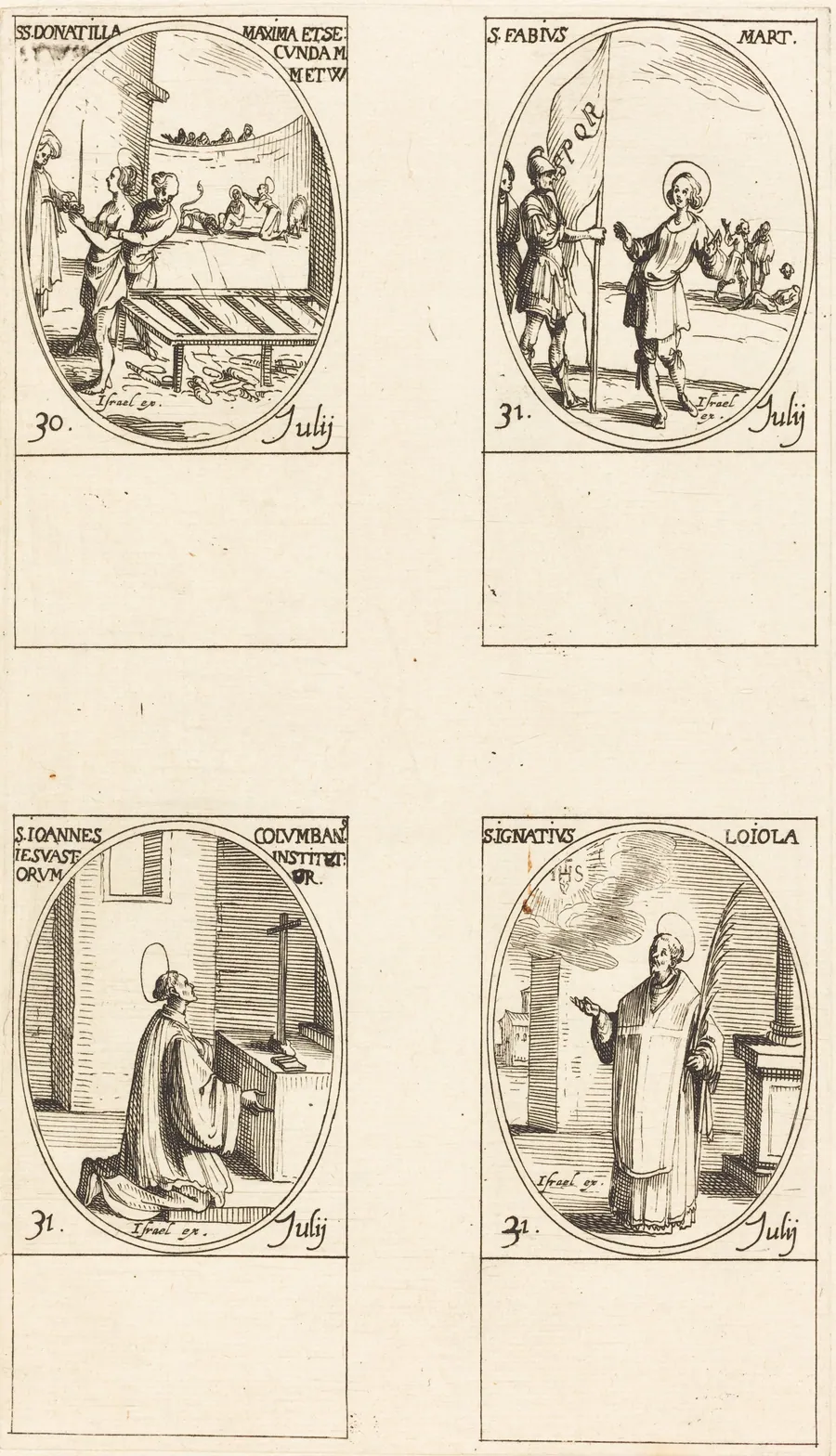Sts. Donatilla, Maxima & Secunda; St. Fabius; St. John Colombini; St. Ignatius Loyola by Jacques Callot