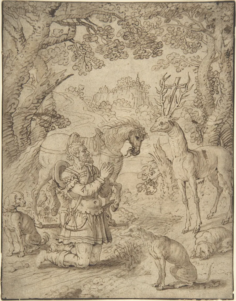 The Vision of St. Eustace by Anonymous, Netherlandish, 16th century