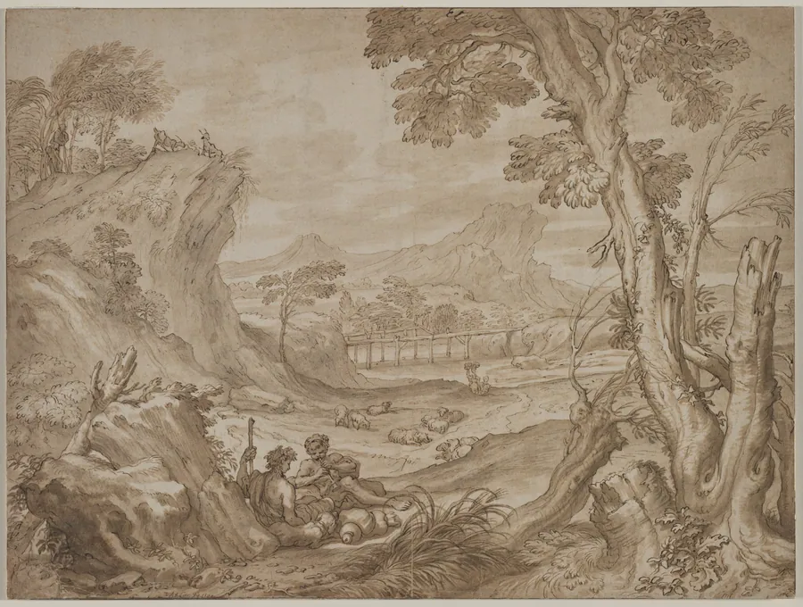 Landscape with Shepherds by Domenico I Piola