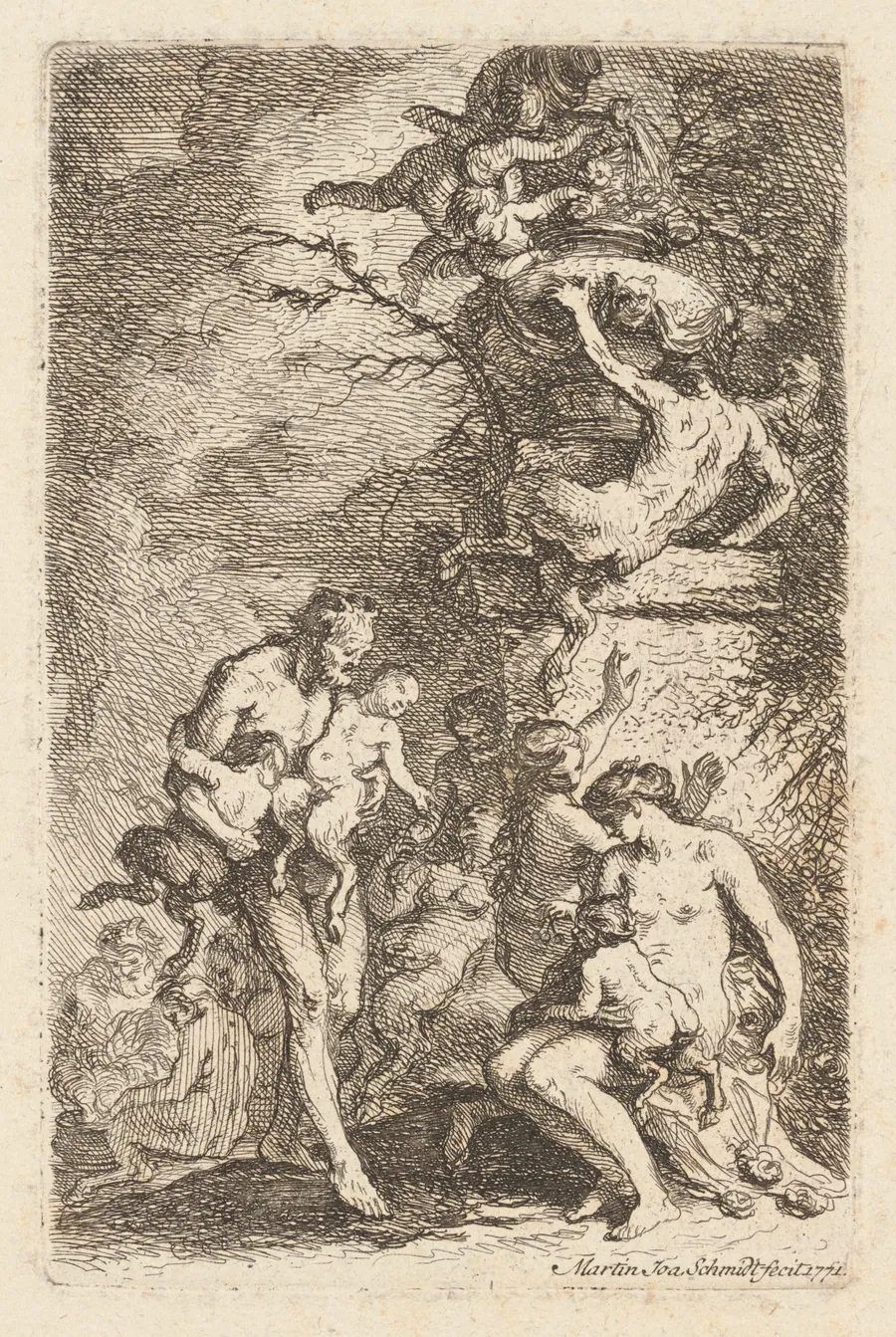 The Education of Satyr Children by Martin Johann Schmidt