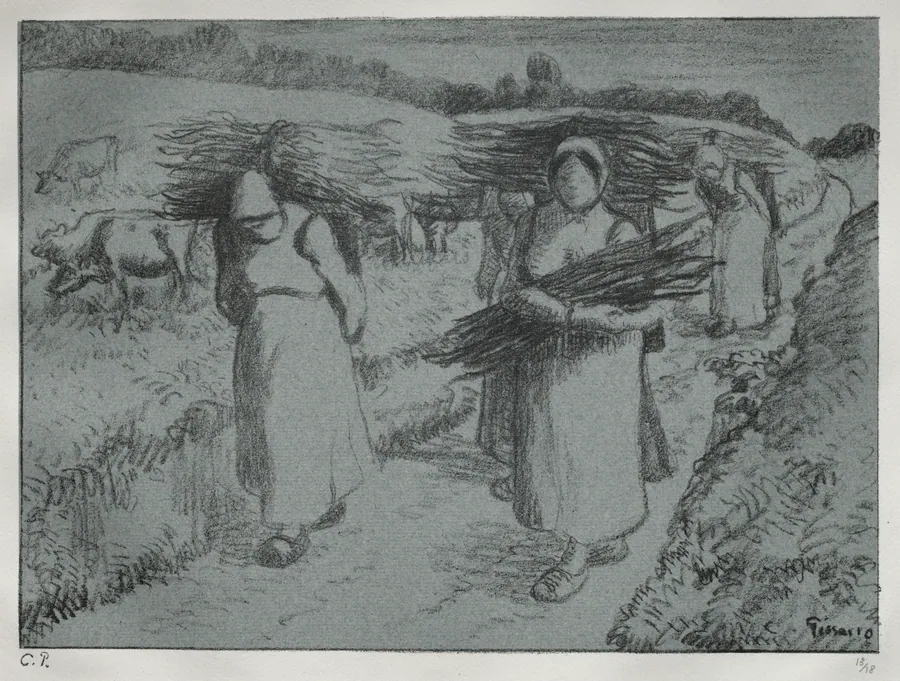 Peasants Carrying Fagots by Camille Pissarro