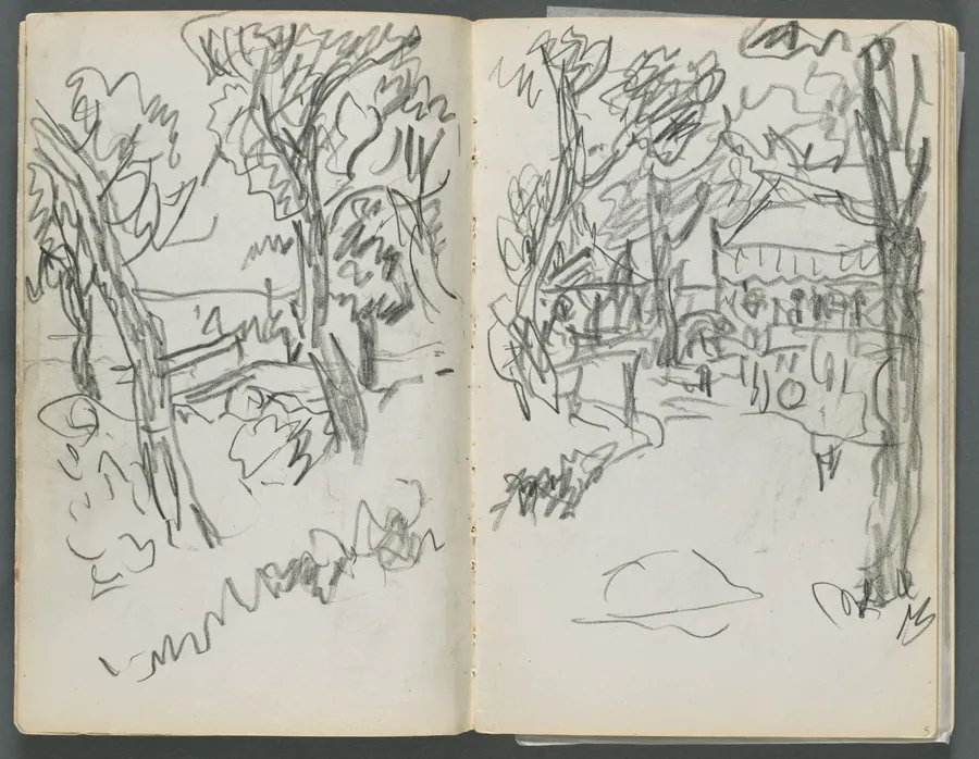 Sketchbook, The Dells, N° 127, page 004& 5: Landscape by Maurice Prendergast