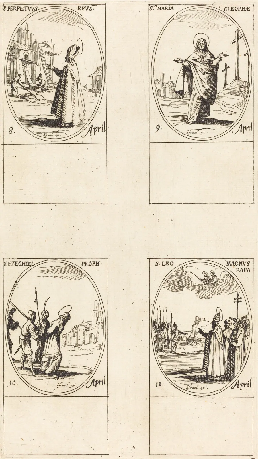 St. Perpetuus; St. Mary of Cleophas; St. Ezechiel; St. Leo the Great by Jacques Callot