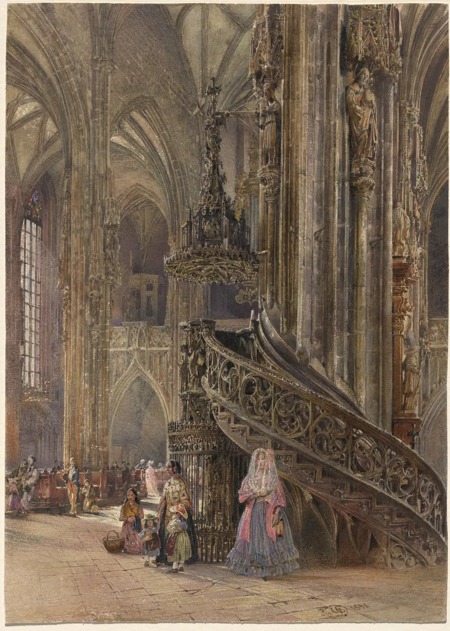 The Interior of the Cathedral of Saint Stephen at Vienna by Rudolf von Alt