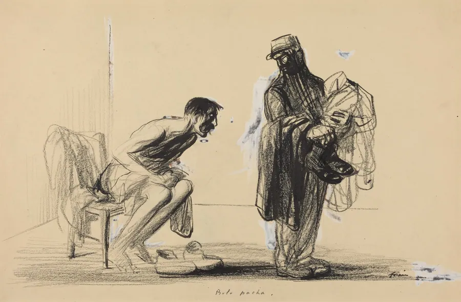 a) Bolo pacha (recto); Study for Bolo pacha (verso) by Jean-Louis Forain