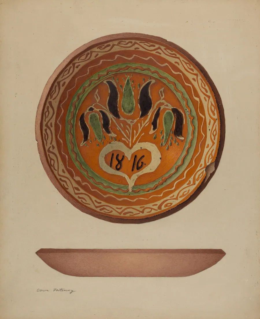 Pa. German Scraffito Plate by Aaron Fastovsky