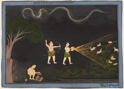 Maharana Jagat Singh II of Mewar (r. 1734–51) Dressed as a Bhil, Hunting Deer at Night