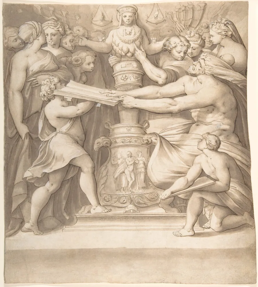 Figures Adoring a Statue of the "Magna Mater" by Joseph Heintz the Elder