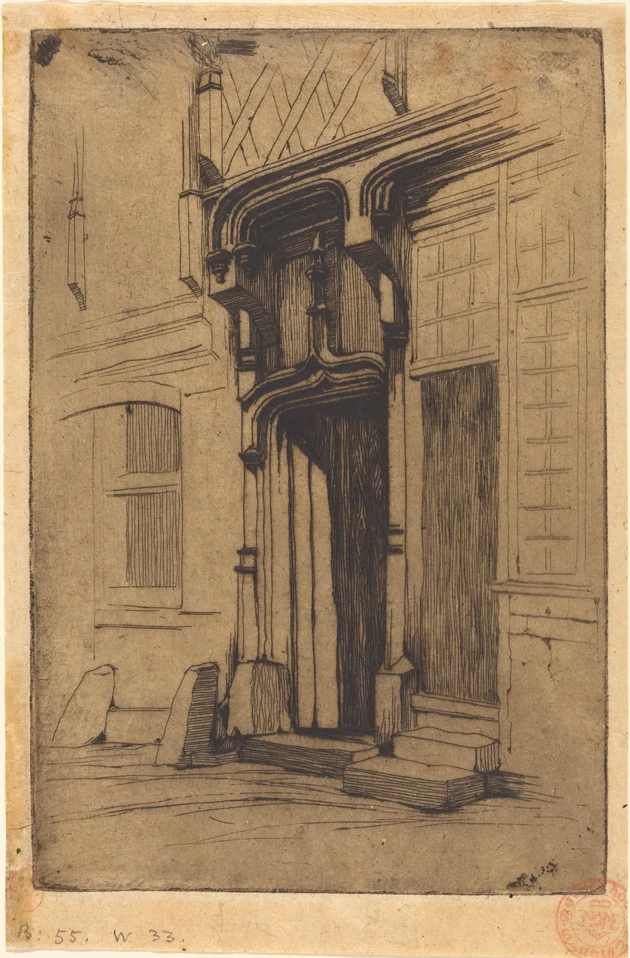 Porte d'un ancien couvent, Rue Mirabeau, à Bourges (Doorway of an Ancient Convent, in the Rue Mirabeau, Bourges) by Charles Meryon