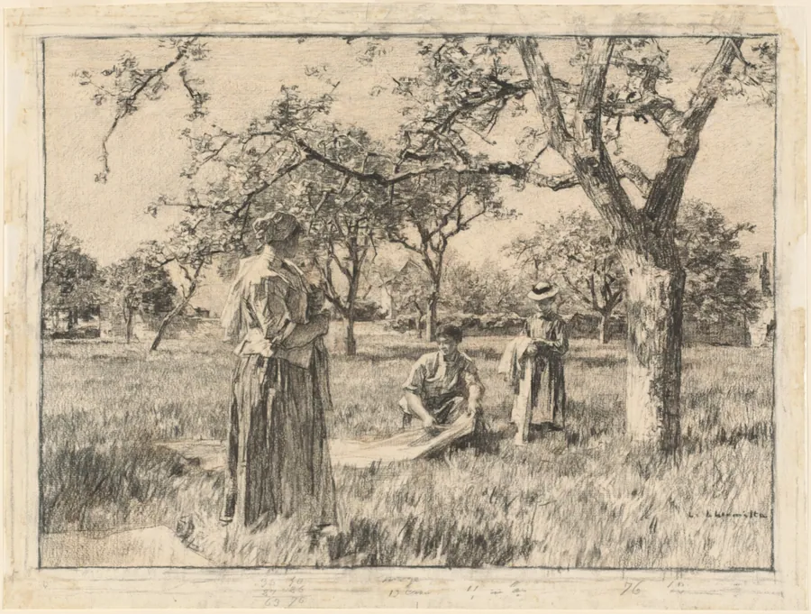 Washerwomen Setting the Linens Out to Dry by Léon Augustin Lhermitte