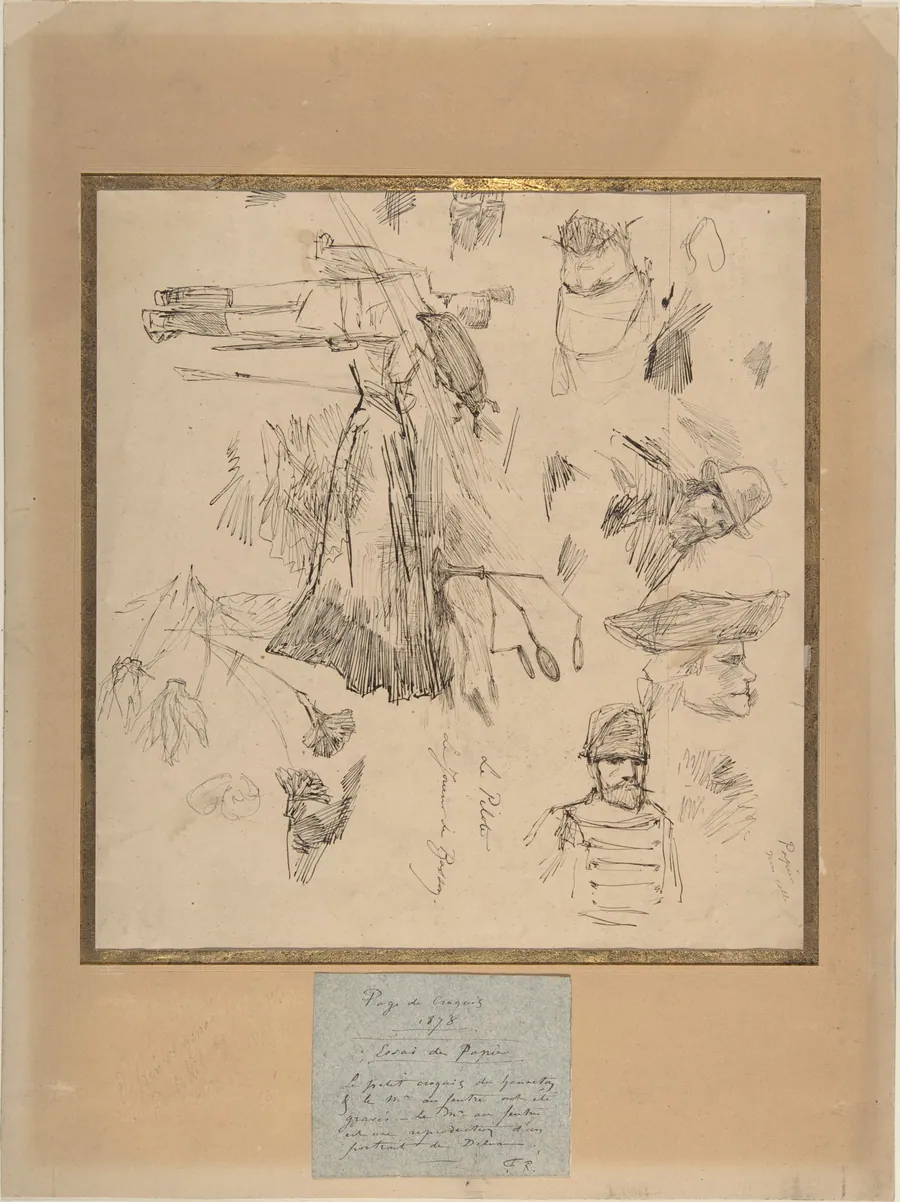 Sketch sheet by Félicien Rops