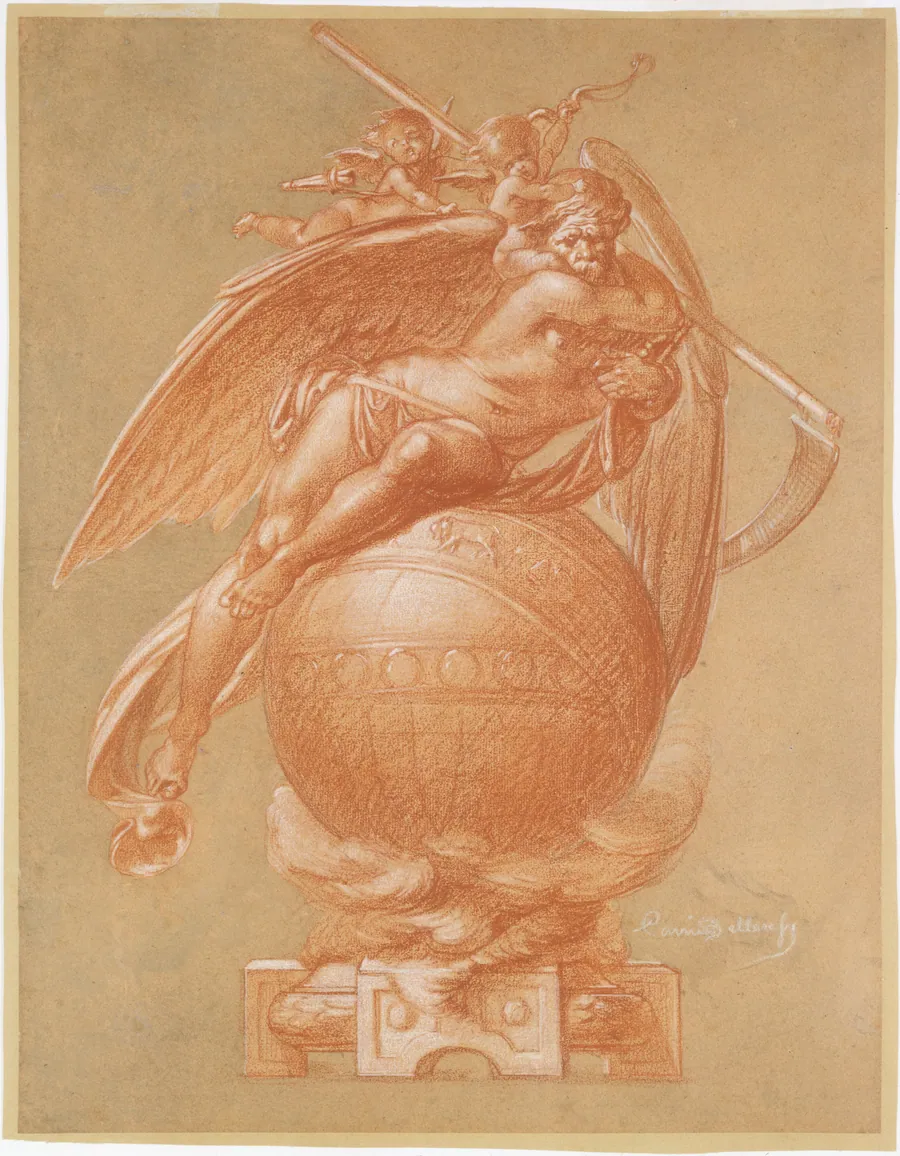 Father Time on a Globe; Design for a Clock by Albert-Ernest Carrier-Belleuse