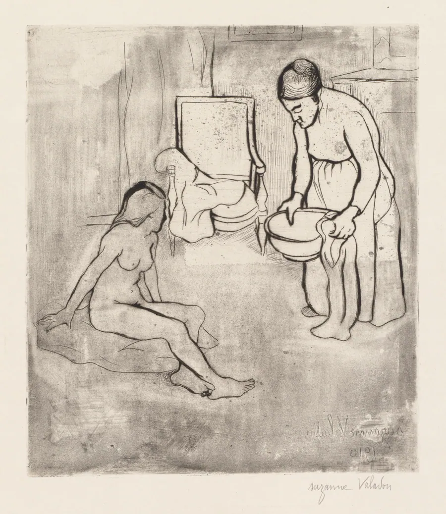 Grandmother with Louise, Nude Seated on the Floor (Grand-Mère et Louise Nue Assise par Terre) by Suzanne Valadon